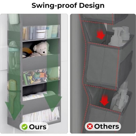 Over The Door Organizer 4 Shelf Hanging Storage with Pockets for Closet Room - Picture 5 of 7